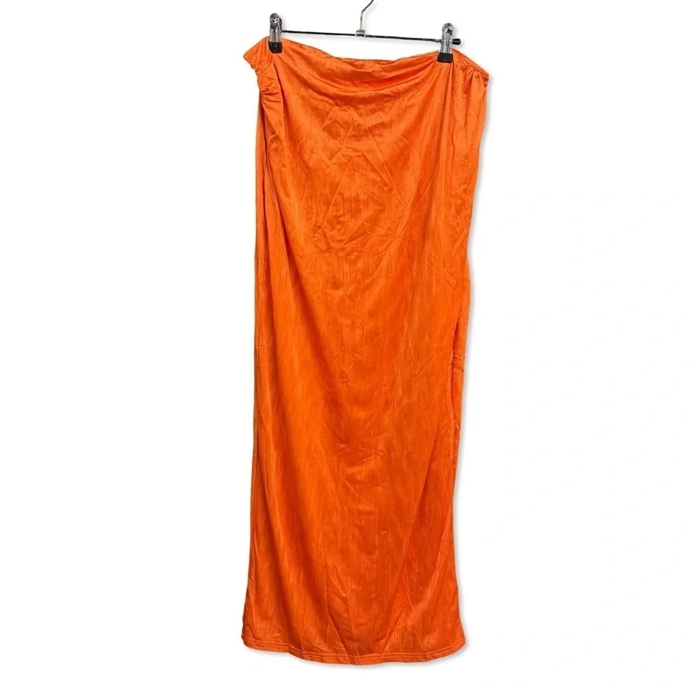 Superdown joana maxi skirt set Orange 2 piece crop top stretch Revolve L
